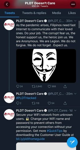 PLDT customer service Twitter hacked 