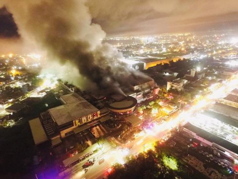 A fire hits GMall of General Santos City after the earthquake