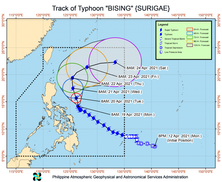 Bising maintains strength as it slowly moves North Northwestward
