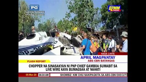 Chopper of PNP chief Gamboa crashes in Laguna