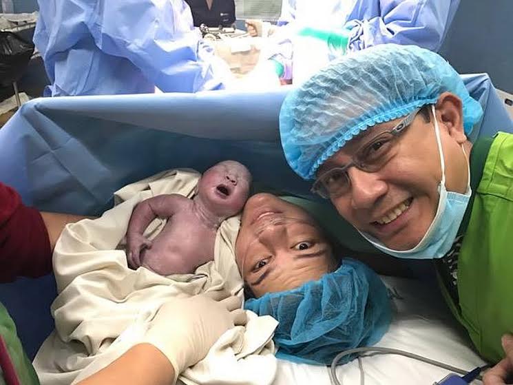 Davao City Mayor Sara Duterte and husband Manases Carpio hold their baby boy Stonefish March 2 2017 Mans Carpio
