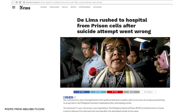 De Lima rushed to hospital CNNPH