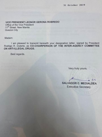 Duterte appoints VP Leni as Inter-Agency Committee on Anti-Ilegal Drugs