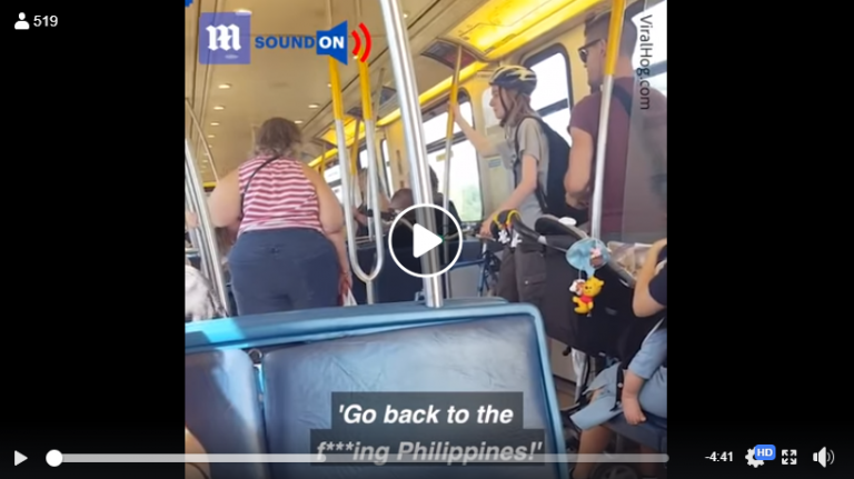 Lady yells at Filipino couple for talking too loud in train