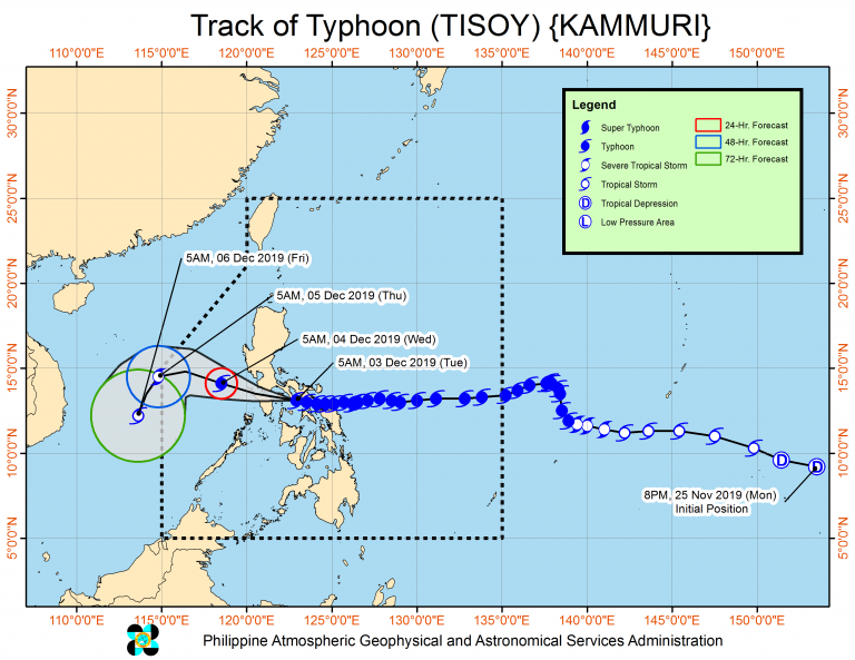 Latest Pagasa weather forecast typhoon Tisoy maintains its strength