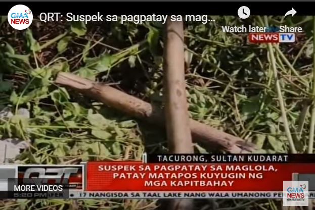 Neighbors kill suspect in grandma, grandchild slay in Tacurong City
