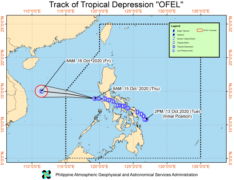 Ofel will continue to bring light to moderate rain