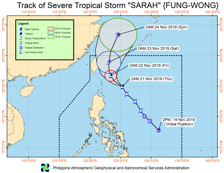 PAGASA weather updates today severe tropical storm Sarah