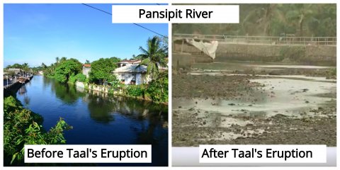 Pansipit River before and after Taal Volcano Eruption