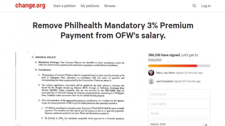 Petition to scrap OFW Philhealth contribution