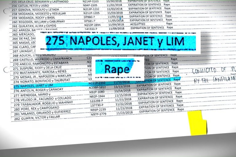 Plunder convict 'Janet Lim Napoles' released, case listed as rape