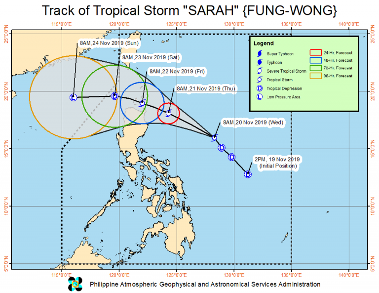 Sarah intensifies to tropical storm, Ramon weakens to tropical depression