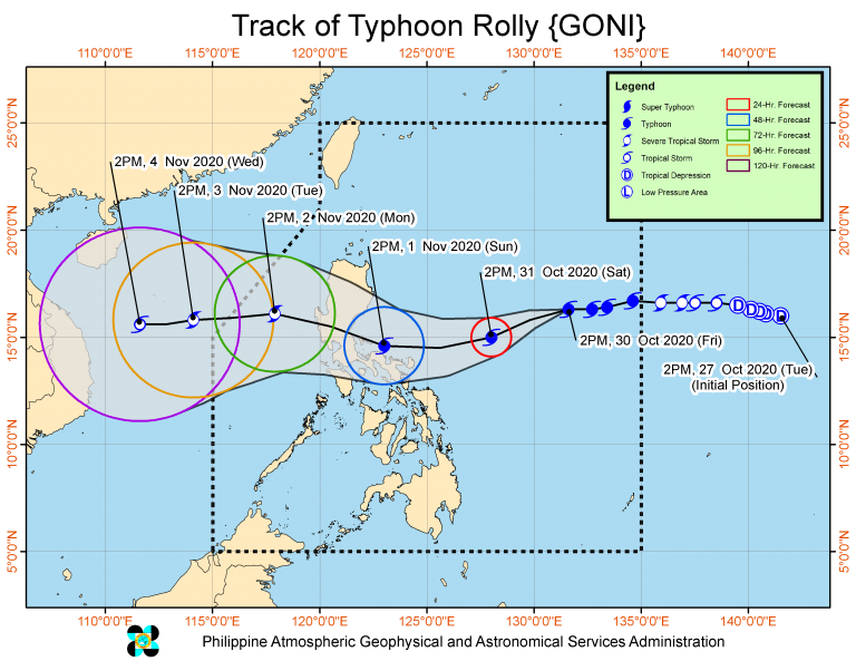 Signal no.1 raised in Catanduanes as 'Rolly' intensifies further