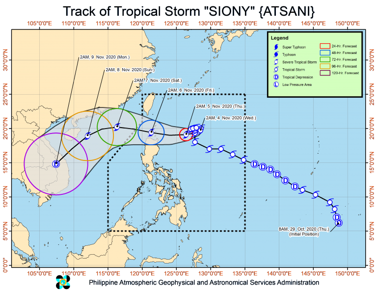 Siony continues to move slowly over Extreme Northern Luzon