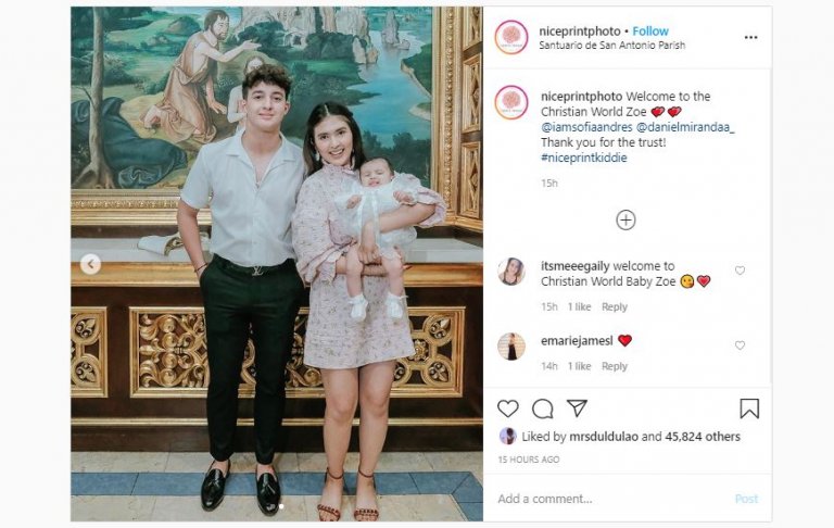 Sofia Andres shares baptism of baby Zoe
