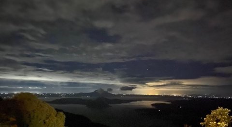 Taal Volcano seems calm in a photo taken early Friday
