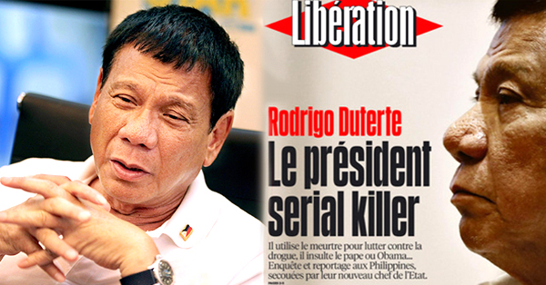 the-liberation-french-newspaper-on-duterte, Duterte a serial killer, philippines ware on drugs, extrajudicial killings