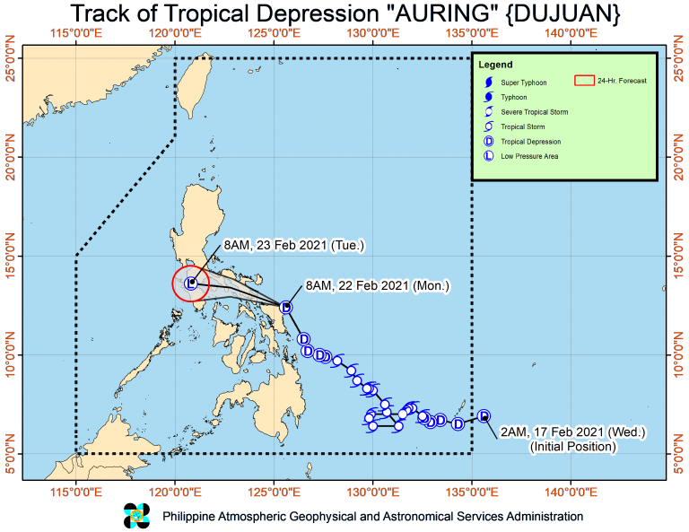 Tropical Depression Auring made landfall over Batag Island