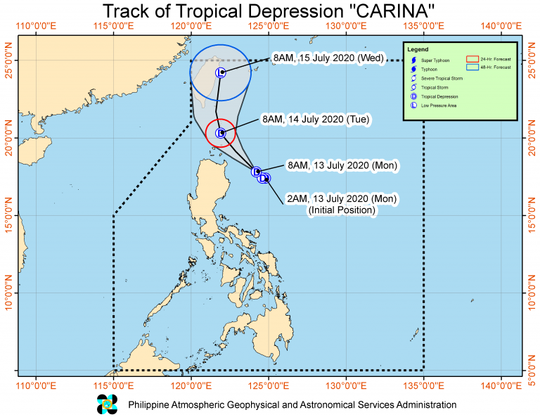 Tropical Depression Carina latest update