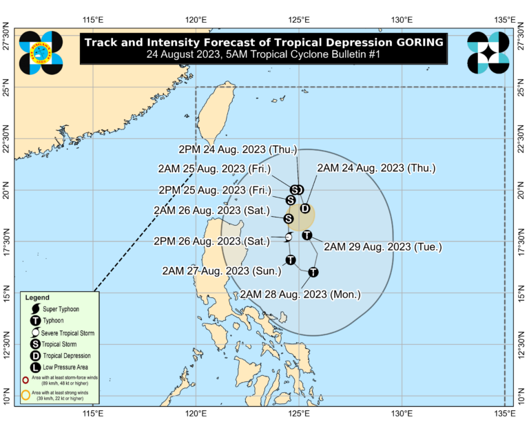 Tropical Depression Goring to bring heavy rainfall