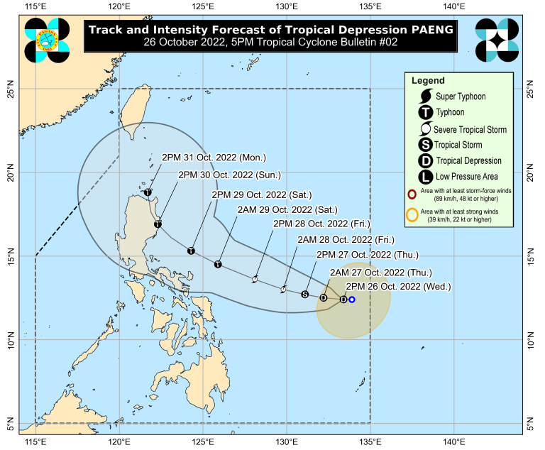 Tropical Depression 'Paeng' maintains strength