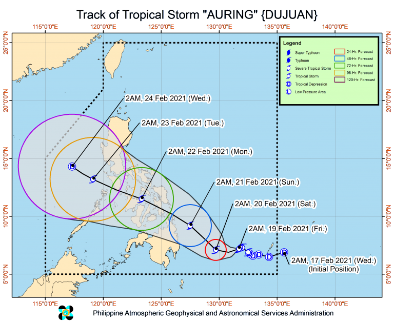 Tropical Storm Auring to bring heavy rains over Mindanao