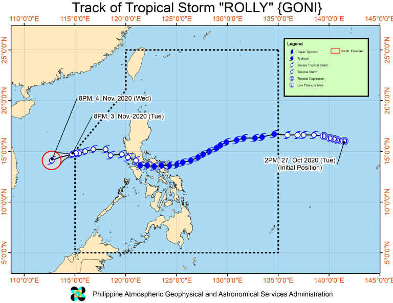 Tropical Storm Rolly exits PAR Tuesday night