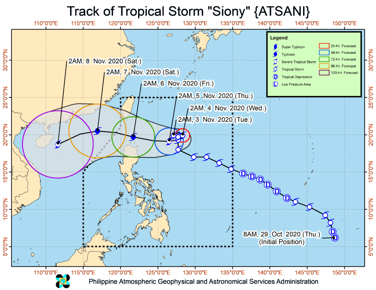 Tropical Storm Siony to landfall over Extreme Northern Luzon