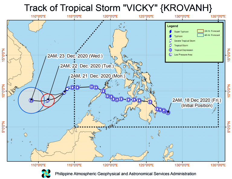 Tropical Storm Vicky moving away from Kalayaan Islands