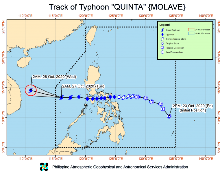 Typhoon Quinta to exit PAR this morning