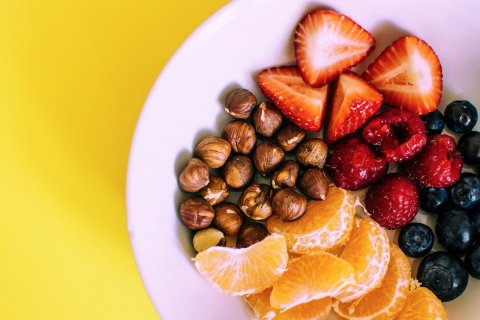 assorted fruits on white ceramic plate 1161682