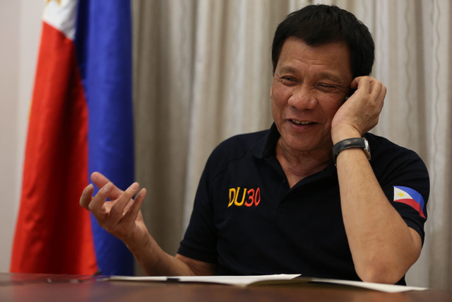 President Rodrigo Roa Duterte congratulates United States of America President-elect Donald Trump through a phone call at Legaspi Suites in Davao City on December 3, 2016. Photo by Toto Lozano/PPD