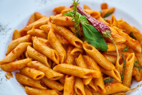 pasta with green leaf and chili pepper 1460872