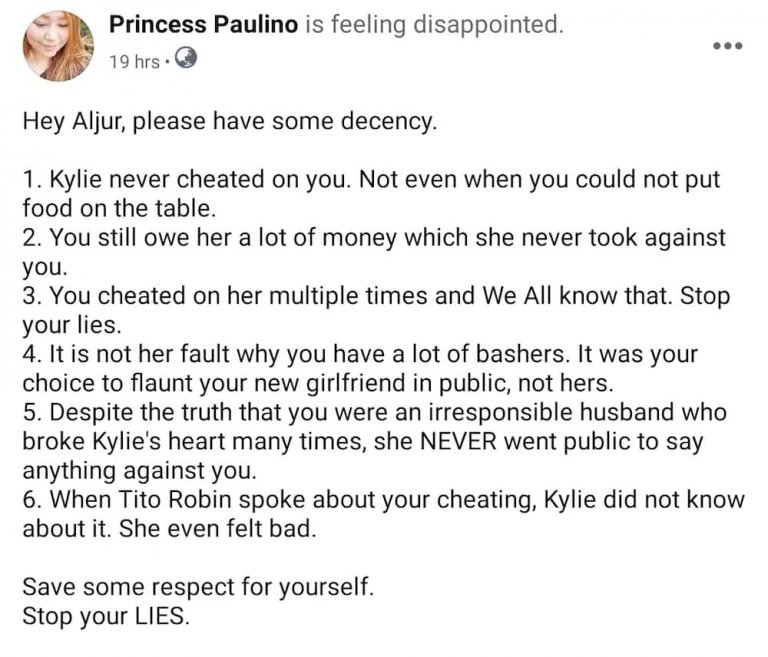 Kylie's cousin says Aljur 'could not bring food on the table'