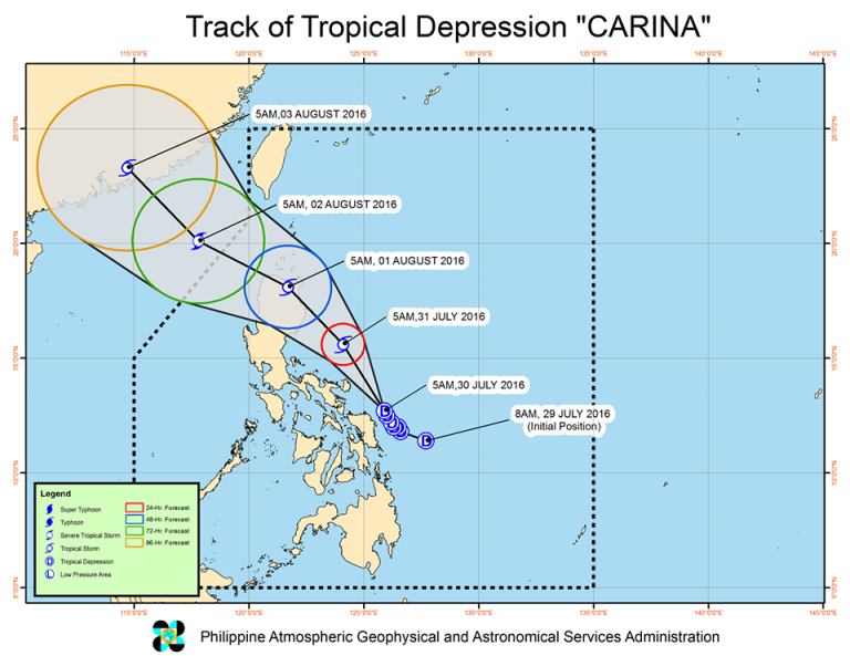 tropical depression Carina